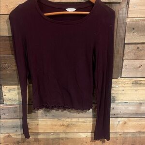 Aeropostale Dark Burgundy Long Sleeve Tee